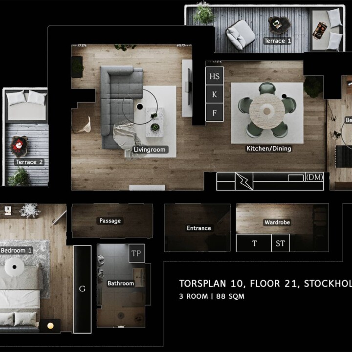 STOCKHOLM - HELIX 18 3D Floor Plan