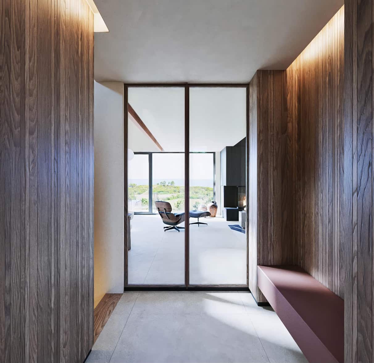 a glass door in a room